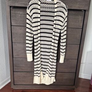 Nine West Black and Cream Open-Weave Cardigan